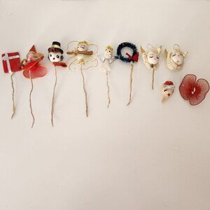Vintage Pipe Cleaner Spun Cotton Head Gift/Package Mini Ornaments *AS IS*